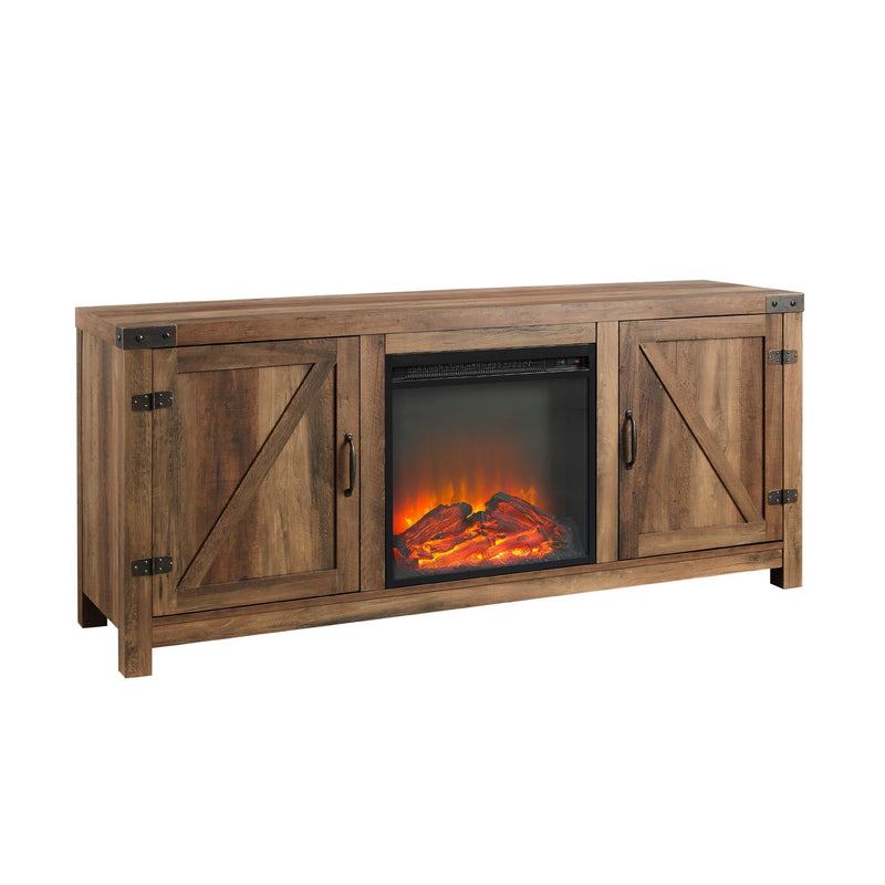 Barn Door Fireplace TV Stand