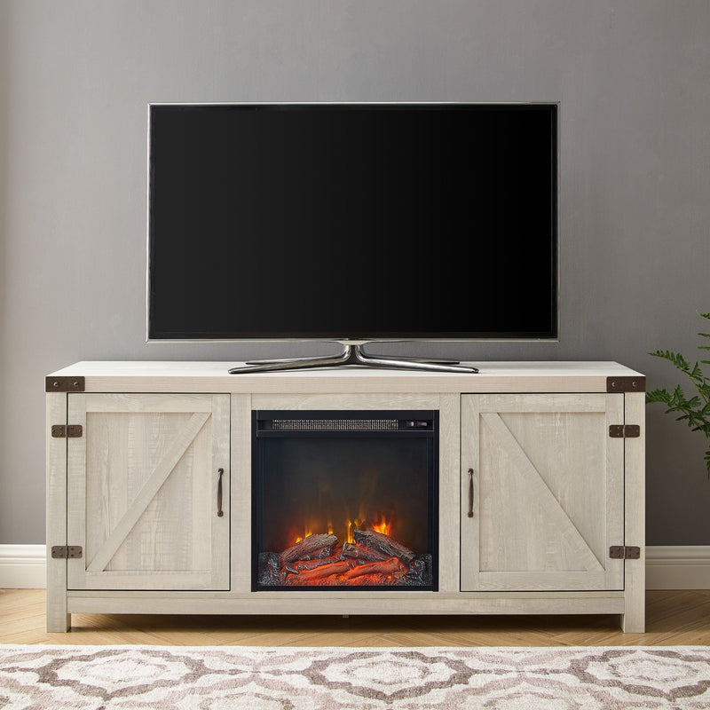 Barn Door Fireplace TV Stand