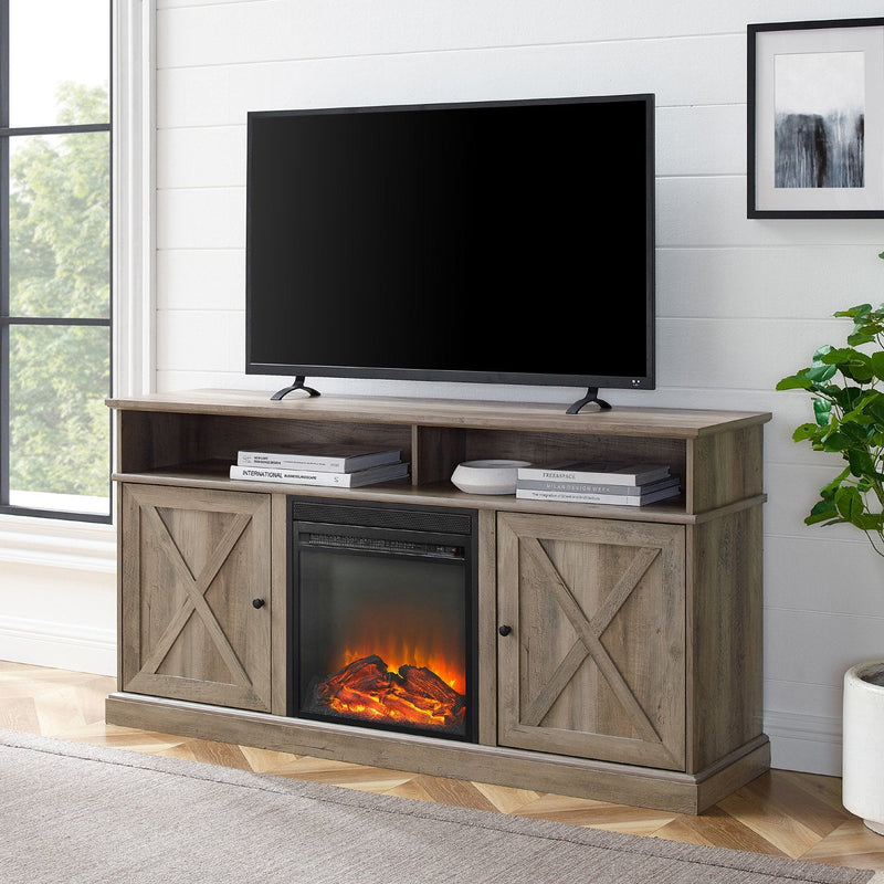 Cherrington Barn Door Fireplace TV Stand