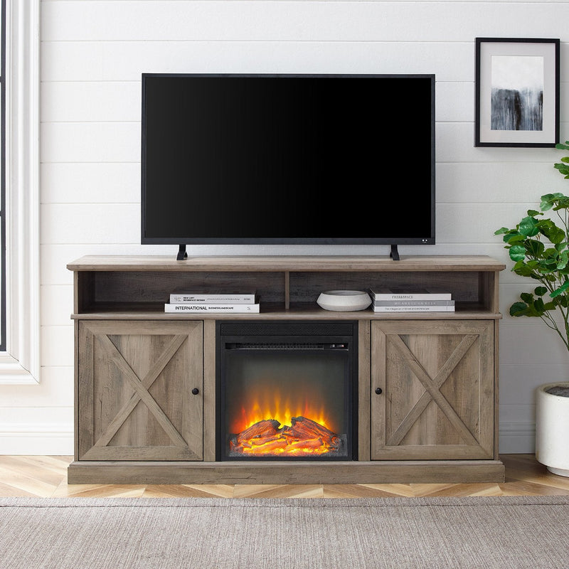 Cherrington Barn Door Fireplace TV Stand