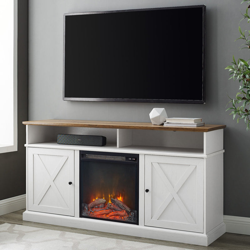 Cherrington Barn Door Fireplace TV Stand