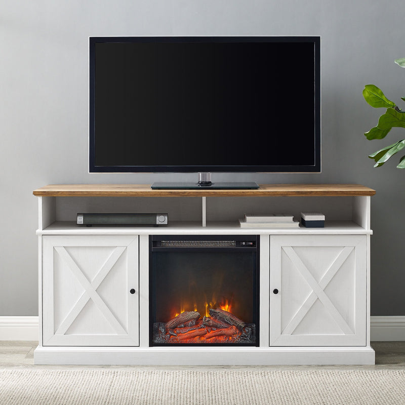 Cherrington Barn Door Fireplace TV Stand