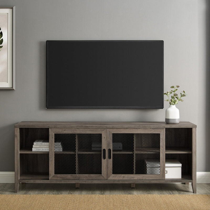 Arthur Industrial TV Stand with Sliding Mesh Door