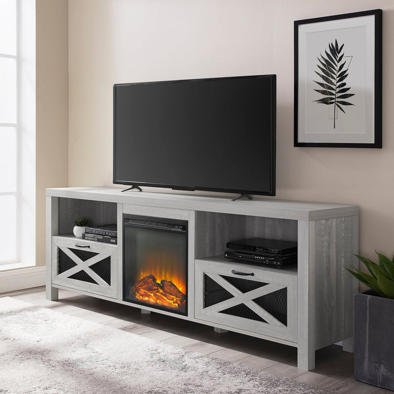 Farmhouse Abilene 70" Rustic Fireplace TV Stand