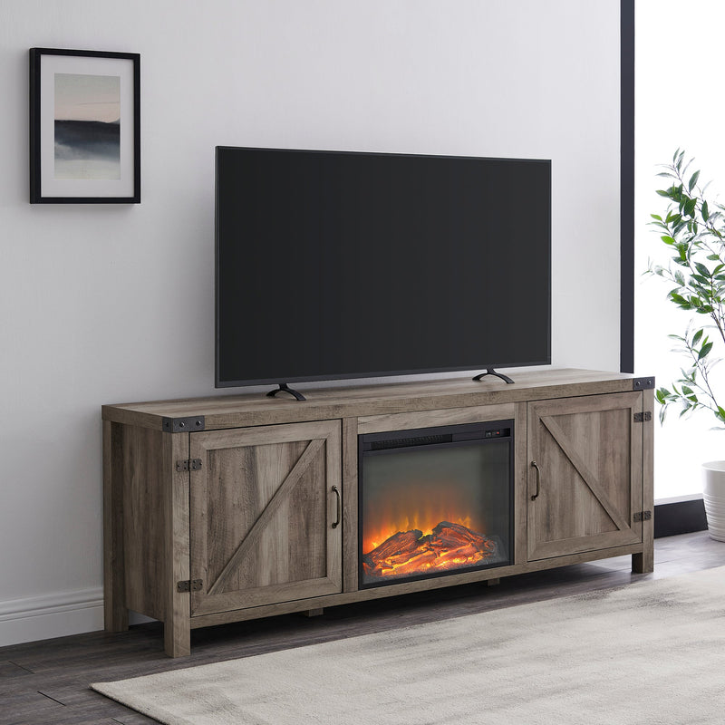 Barn Door Fireplace TV Stand