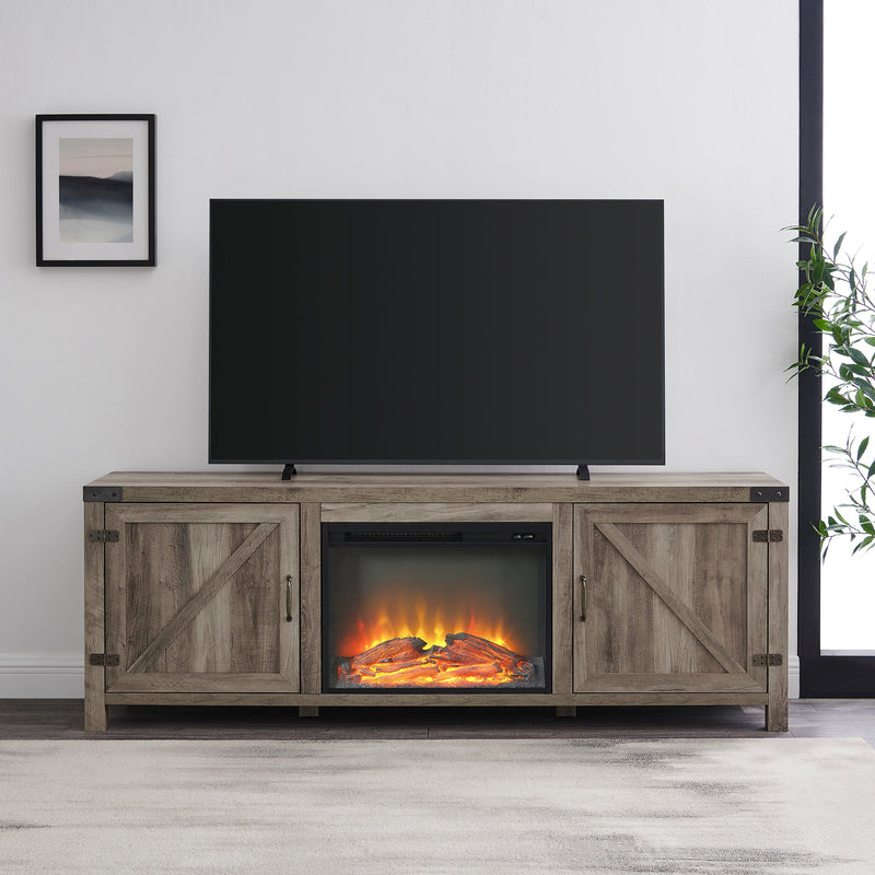 Barn Door Fireplace TV Stand