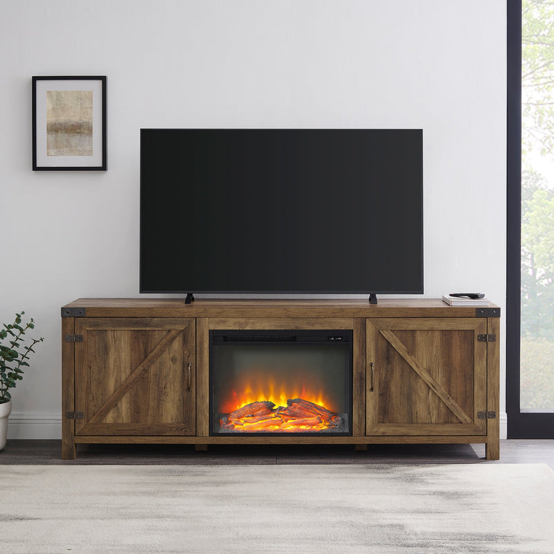 Barn Door Fireplace TV Stand