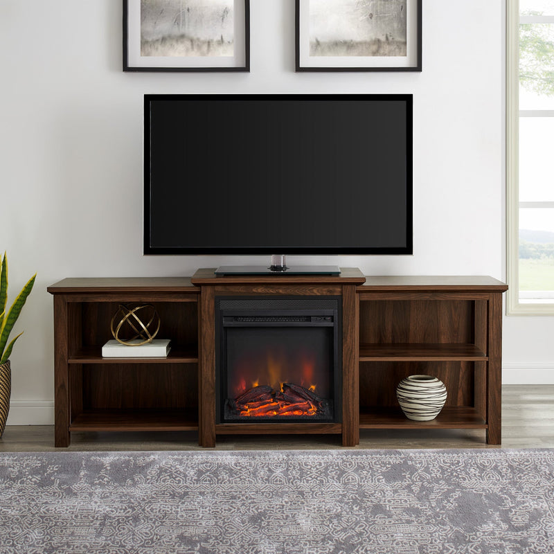 70" Tiered Top Open Shelf Fireplace TV Stand