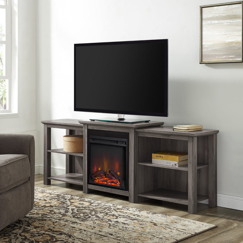 70" Tiered Top Open Shelf Fireplace TV Stand