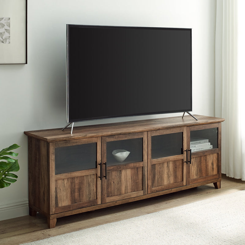 Goodwin 70" TV Stand with Glass and Wood 4 Panel Doors