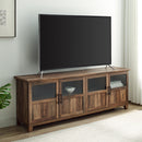 Goodwin 70" TV Stand with Glass and Wood 4 Panel Doors