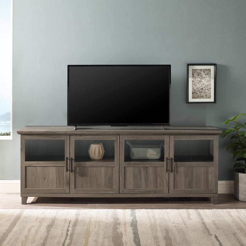 Goodwin 70" TV Stand with Glass and Wood 4 Panel Doors