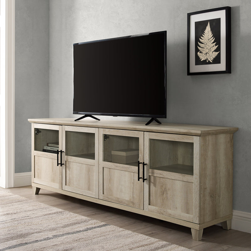 Goodwin 70" TV Stand with Glass and Wood 4 Panel Doors