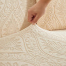 3D Baroque Floral Stretch Sofa Cover Elastic Polar Fleece Couch Slipcover with Straps by Slipcover KAS™