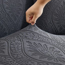 3D Baroque Floral Stretch Sofa Cover Elastic Polar Fleece Couch Slipcover with Straps by Slipcover KAS™
