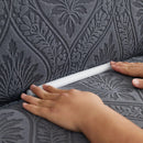 3D Baroque Floral Stretch Sofa Cover Elastic Polar Fleece Couch Slipcover with Straps by Slipcover KAS™