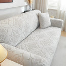 3D Damask Jacquard Stretch Sofa Cover Thick Polar Fleece Couch Slipcover with Straps by Slipcover KAS™