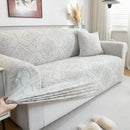 3D Damask Jacquard Stretch Sofa Cover Thick Polar Fleece Couch Slipcover with Straps by Slipcover KAS™