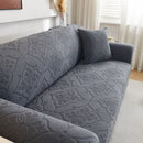 3D Damask Jacquard Stretch Sofa Cover Thick Polar Fleece Couch Slipcover with Straps by Slipcover KAS™