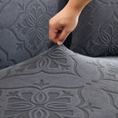 3D Damask Jacquard Stretch Sofa Cover Thick Polar Fleece Couch Slipcover with Straps by Slipcover KAS™