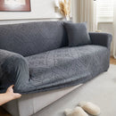 3D Damask Jacquard Stretch Sofa Cover Thick Polar Fleece Couch Slipcover with Straps by Slipcover KAS™