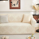3D Damask Jacquard Stretch Sofa Cover Thick Polar Fleece Couch Slipcover with Straps by Slipcover KAS™