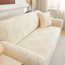 3D Damask Jacquard Stretch Sofa Cover Thick Polar Fleece Couch Slipcover with Straps by Slipcover KAS™
