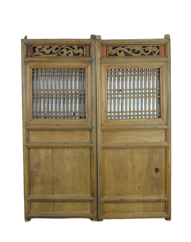 A Pair Antique Chinese Wood Screen Panels 1