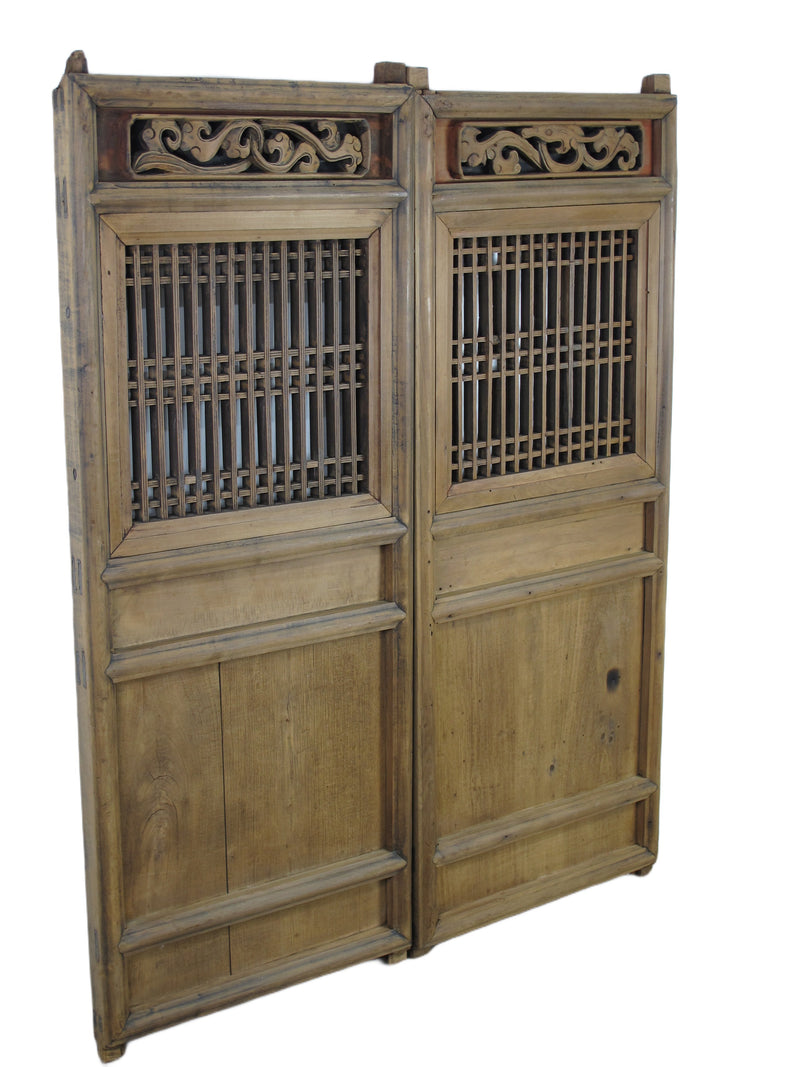 A Pair Antique Chinese Wood Screen Panels 1
