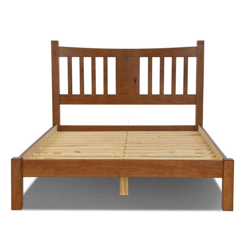 King Farmhouse Style Solid Wood Platform Bed Frame with Headboard in Walnut, photo 2 of 4