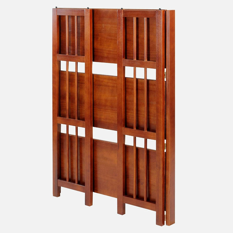3-Shelf Folding Storage Shelves Bookcase in Walnut Wood Finish, photo 4 of 4