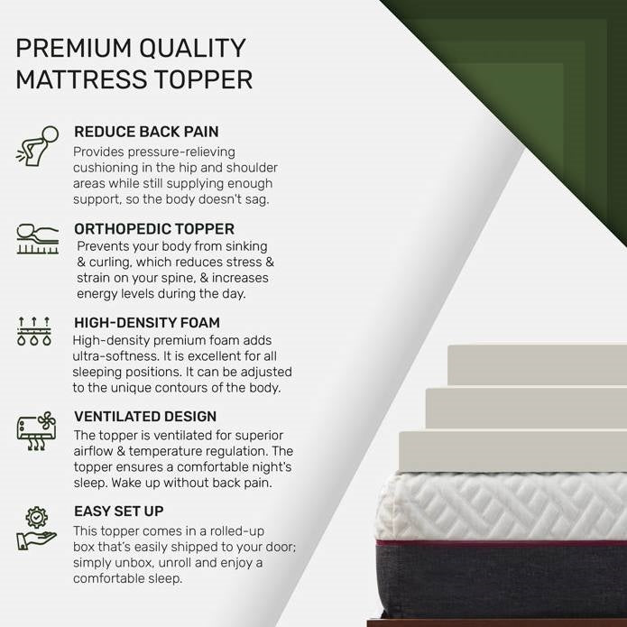 Twin Size 2 Inch Thick Plush High Density Foam Mattress Topper - Medium Firm, photo 5 of 5