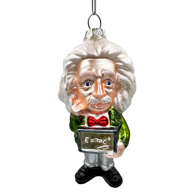 Albert Einstein Handcrafted Glass Ornament, Science and Physics Themed Christmas Gift