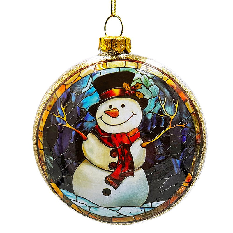 Festive Snowman Stained Glass Christmas Ornament