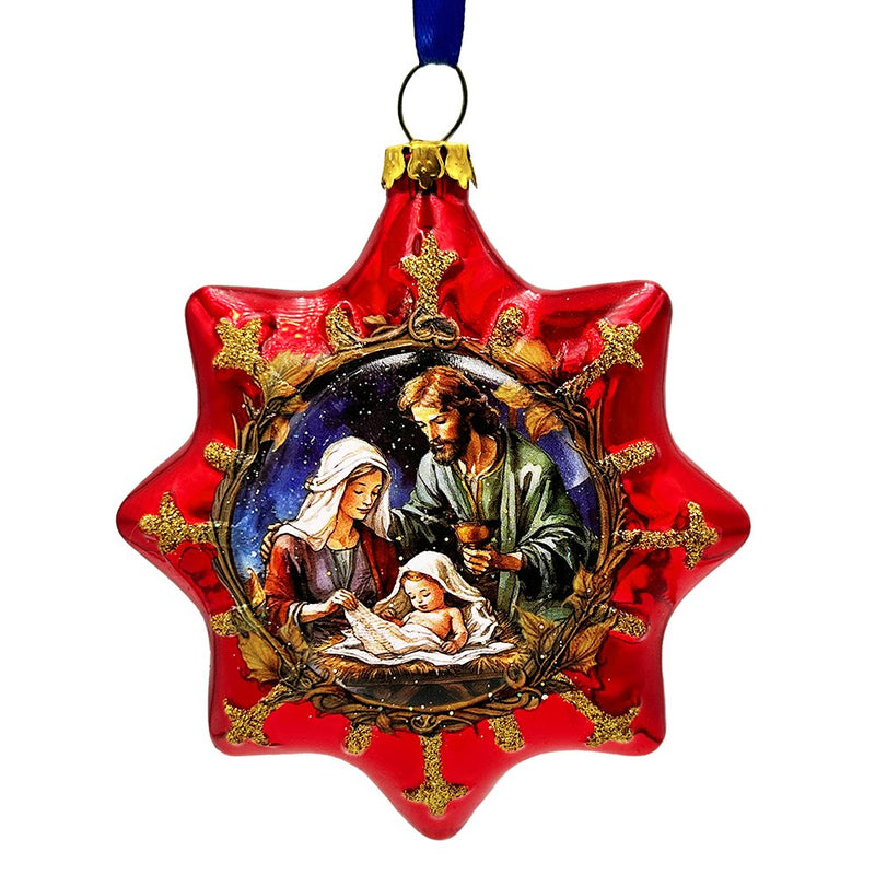 (Pre-Order) Graceful Nativity Star Glass Christmas Ornament, Unique Christian Religious Decor