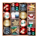Premium Christmas Ornament Eclectic Bundle Set, 60 Glitter Filled Baubles, Homes, Star Charms