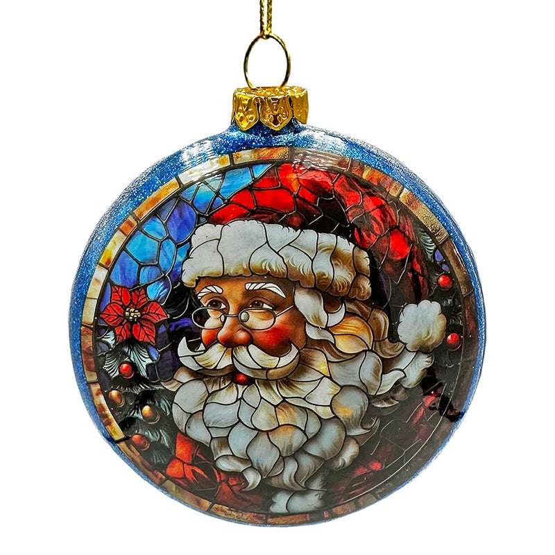 Wonderful Santa Claus Stained Glass Christmas Ornament, Holiday Tree Portrait Decor