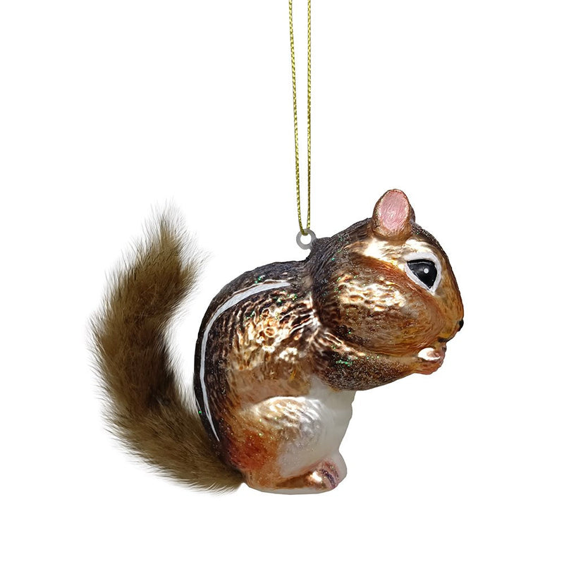 Chipmunk Glass Christmas Tree Ornament