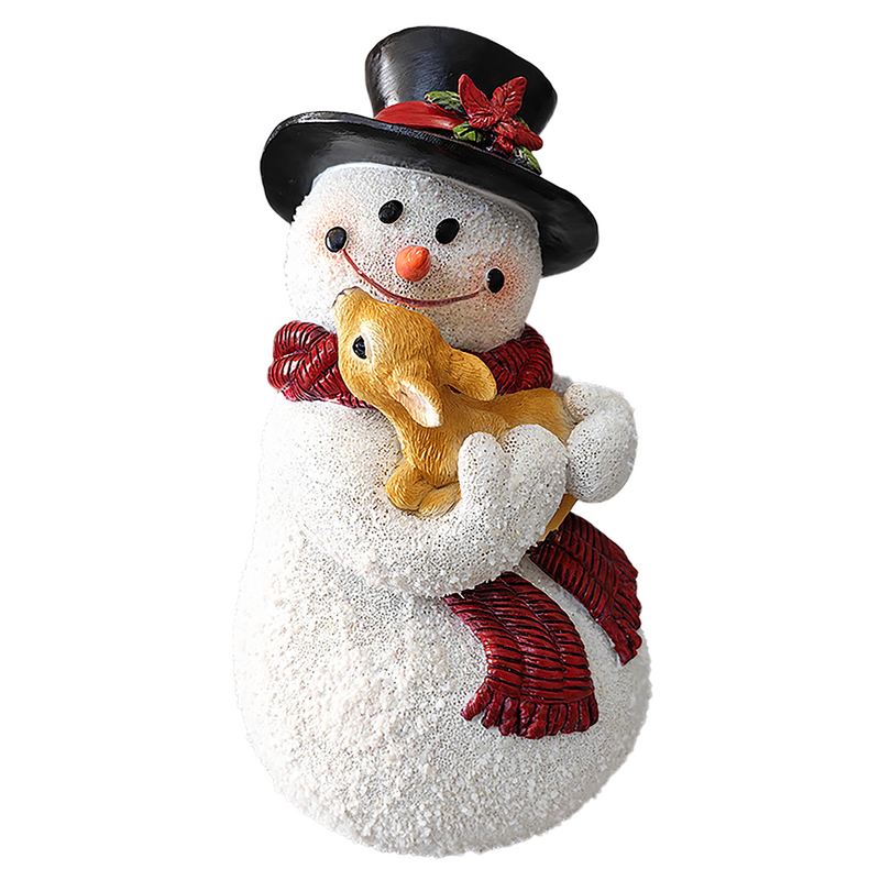(Pre-Order) Enchanting Snowman and Fawn Home Holiday Decoration, 8" Tall Winter Woodland Deer Figurine