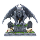 Grave Guardian Gargoyle Figurine, 7" Solar Powered Gothic Halloween Garden Statue