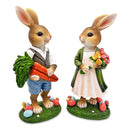 Harvest and Bloom Country Bunny Pair Figurine, 8" Rabbit Garden Statue Set