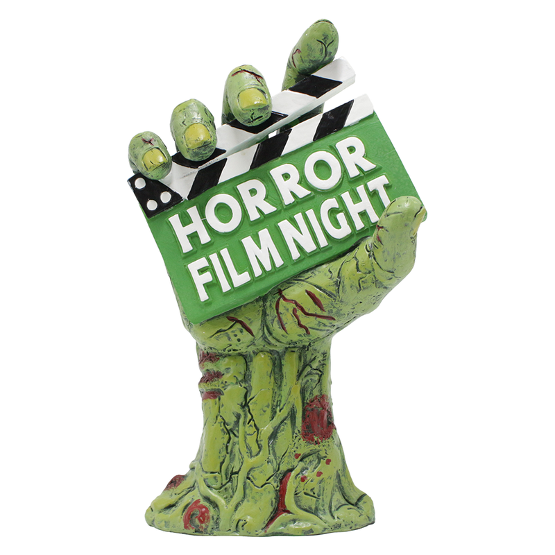 Horror Film Night Zombie Hand Statue, 10" Solar Powered Halloween Themed Garden Figurine