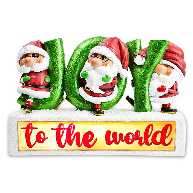 Joy to the World with Holiday Gnomes Lighted Statue, Tabletop LED Christmas Decor
