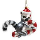 Lemur Draped in Christmas Fun Glass Christmas Ornament, Madagascar Ring Tailed Monkey