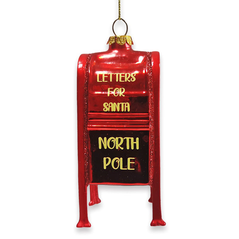 Letters for Santa Mailbox Glass Christmas Ornament