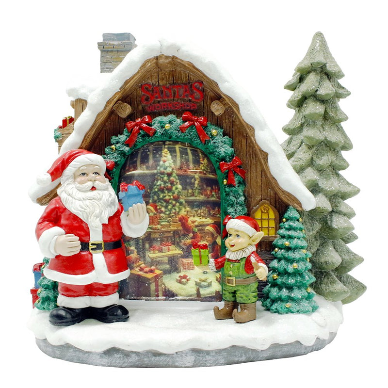 Santa's Workshop Delight Figurine, 10" Christmas Station with Elves