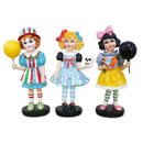 Spooky Victorian Masquerade Girl Trio, 6" Trick or Treat Clown Figurines and Hauntingly Elegant Halloween Decor