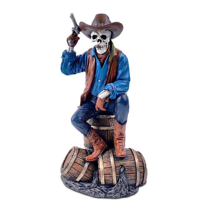 Western Skeleton Gunslinger Statue Figurine, 10" Gothic Cowboy Wild West Home Decor