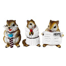 Whimsical Chipmunk Trio Set of Three Figurines, 5" Cute Desk Decor and Garden Statues