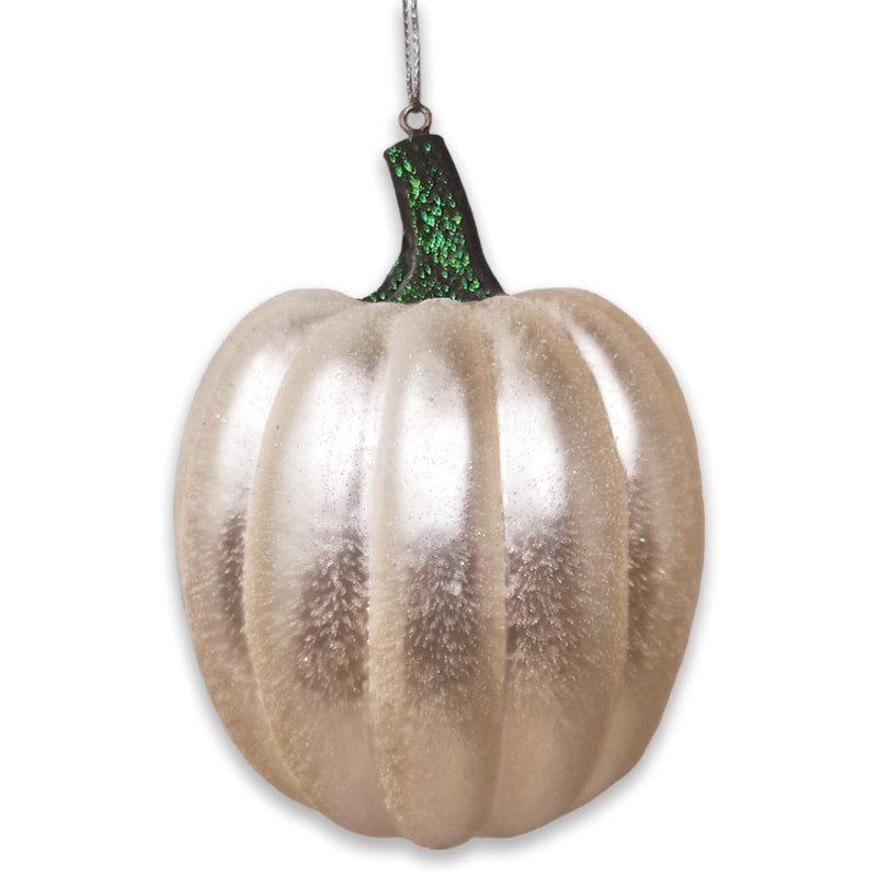 White Pumpkin Glass Christmas Ornament